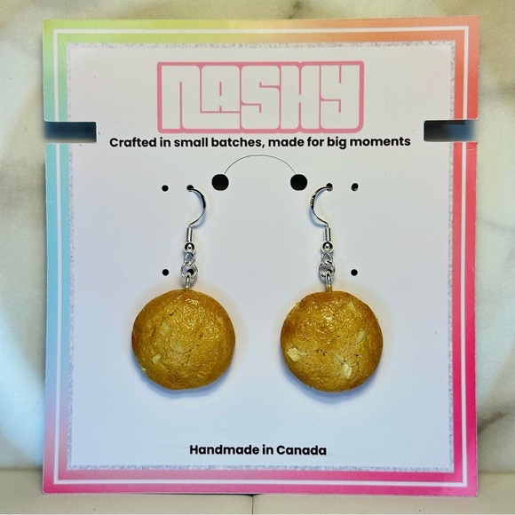 Chunky Macadamia Nut Cookie - Handmade Earrings - Picture 1 of 6